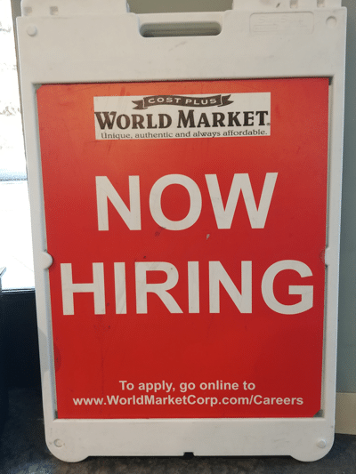 WorldMarket Hiring Now Signs