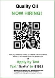 Now Hiring Sign with QR Code and Text to Hire