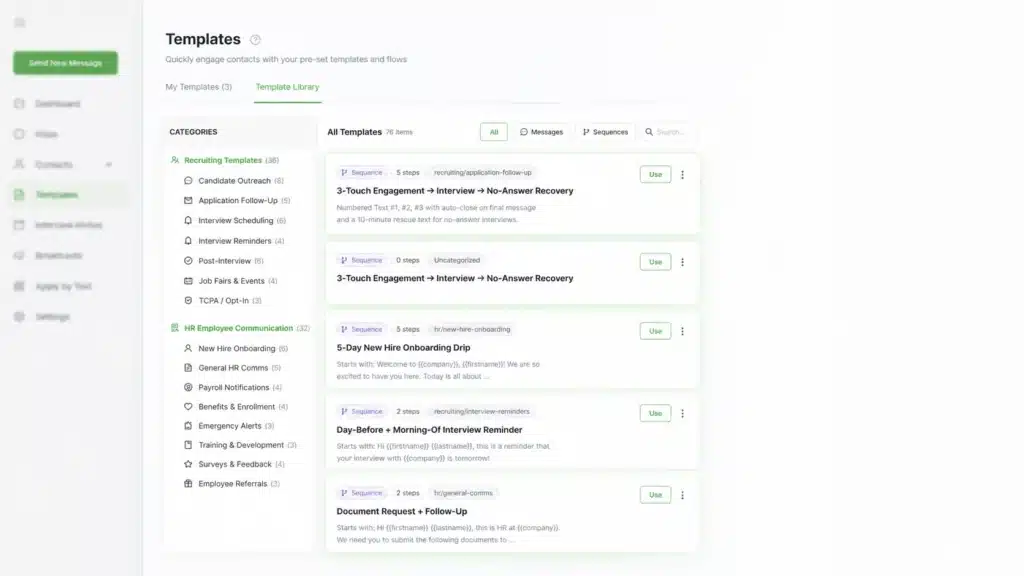 Text Recruiting Example Template Messages