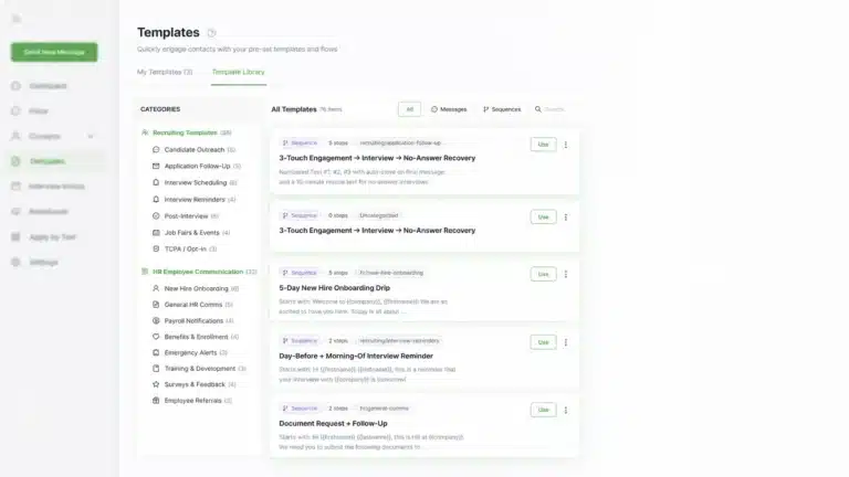 Text Recruiting Example Template Messages