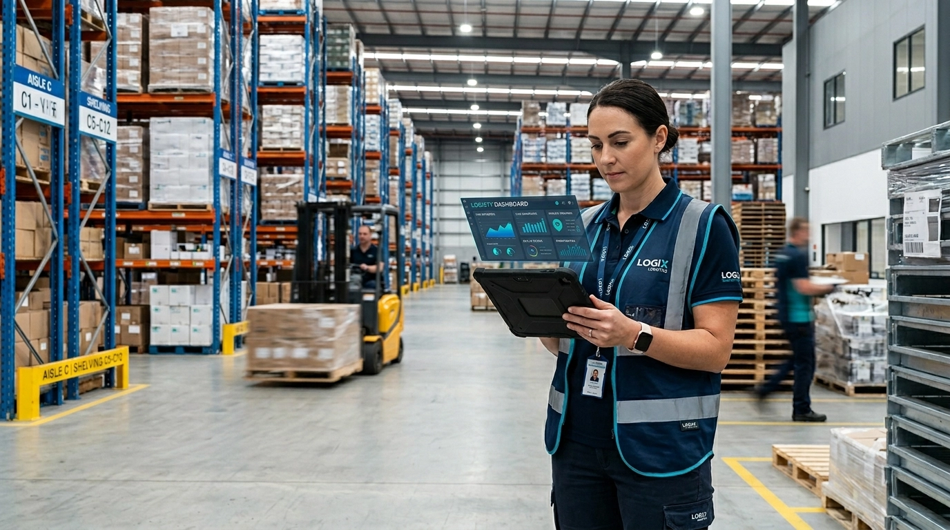 Warehouse workers representing text recruiting
